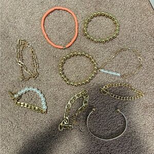 9 Gold and Pearl Bracelet Set